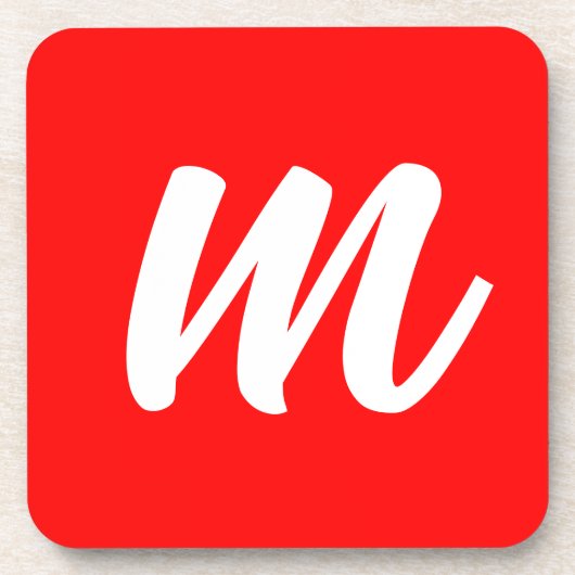 Dessous-de-verre LETTRE INITIALE CalliGRAPHIQUE BLANCHE ROUGE (Devant)