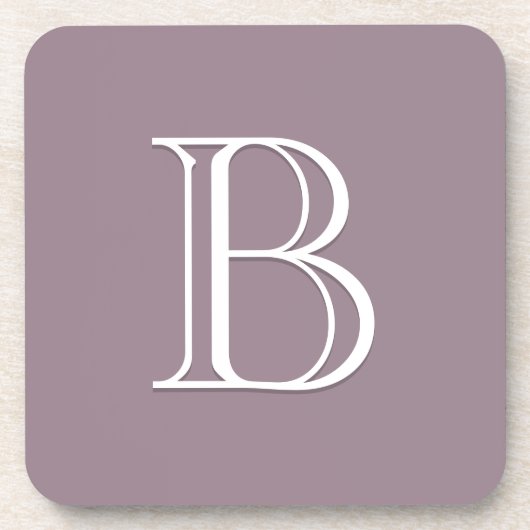 Dessous-de-verre Lettre initiale de monogramme élégant violet et bl (Devant)