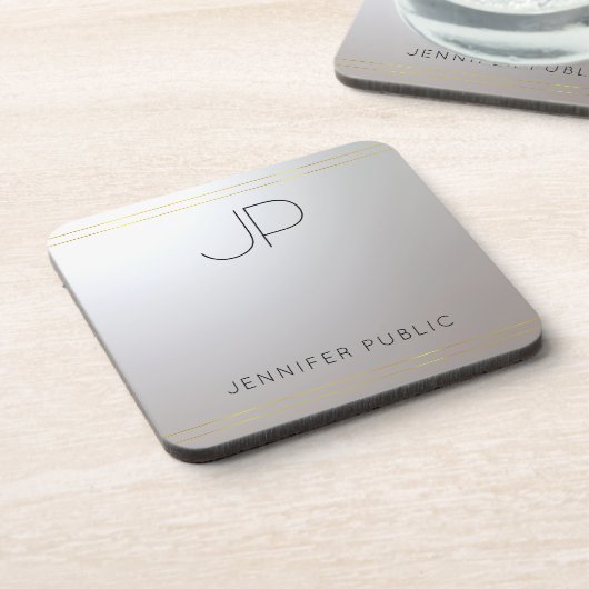 Dessous-de-verre LETTRE INITIALE Modèle D'Argent Or Monogramme (Côté gauche)