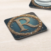 Dessous-de-verre Lettre initiale R monogramme doré (Côté gauche)