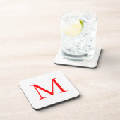 Dessous-de-verre Lettre initiale rouge blanc monogrammed profession (Côté Droit)