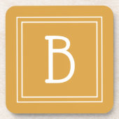 Dessous-de-verre Lettre Monogrammée Moderne Initiale Jaune Blanc (Devant)