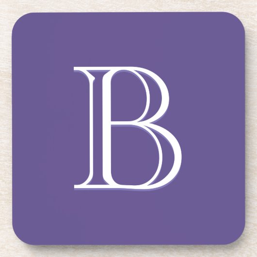 Dessous-de-verre Lettre monographique personnalisée violet initial (Devant)