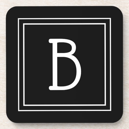 Dessous-de-verre LETTRE MONOMOGRAPHIQUE Simplistique INITIALE Noir  (Devant)