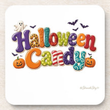 Lettres Bulles Motif de Bonbons d'Halloween