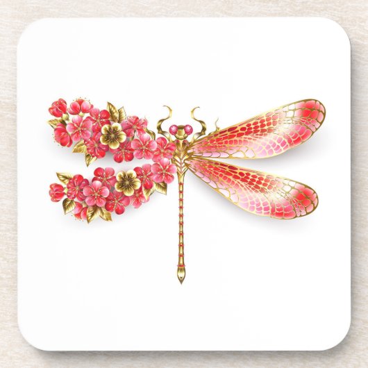Dessous-de-verre libellule de fleurs avec sakura de bijoux (Devant)