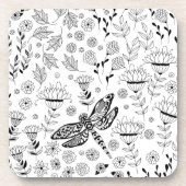 Dessous-de-verre libellule et fleurs (Devant)