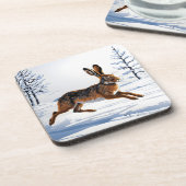 Dessous-de-verre Liberté de lièvre sans frontières dans la neige (Côté gauche)