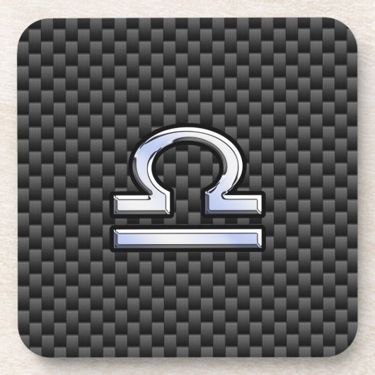 Dessous-de-verre Libra Zodiac Sign on Black Carbon Fibre Print (Devant)