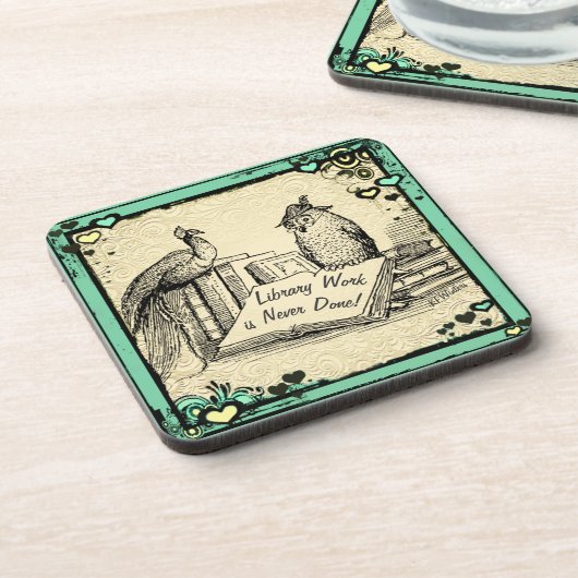 Dessous-de-verre Library Gift. Librarian Assistant Gift. (Côté gauche)