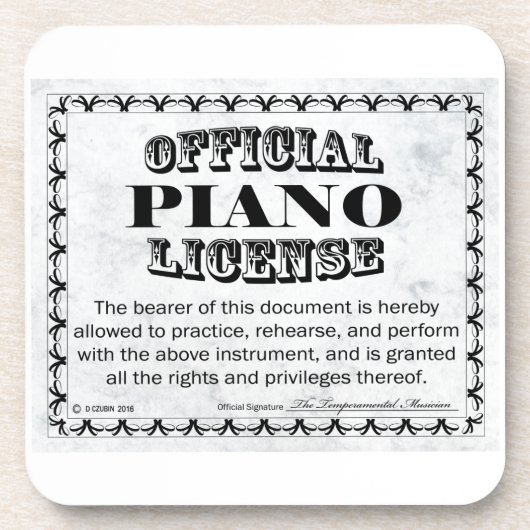 Dessous-de-verre Licence de piano (Devant)
