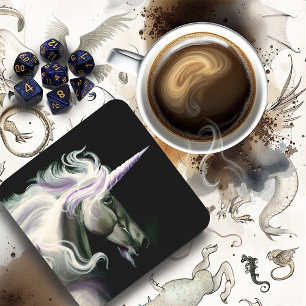 Dessous-de-verre Licorne Blanche Élégante Crinière Fluide Fantaisie