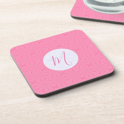 Dessous-de-verre Light Pink Squiggly Squares Personalized Initial (Côté gauche)