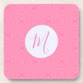 Dessous-de-verre Light Pink Squiggly Squares Personalized Initial (Devant)
