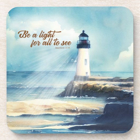 Dessous-de-verre Lighthouse Christian Scripture Mattew Be a Light (Devant)