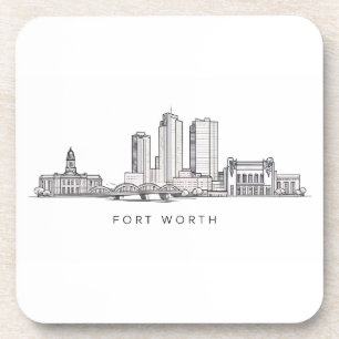 Dessous-de-verre Ligne artistique minimaliste de la skyline de Fort