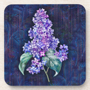 Dessous-de-verre Lilas pourpre sur fond décoratif marine