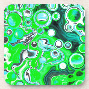 Dessous-de-verre Lime Green et Aqua Blue Bubble Art Abstrait