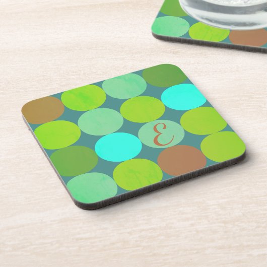 Dessous-de-verre Lime Vert Turquoise Turquoise & Rust Cercles Monog (Côté gauche)