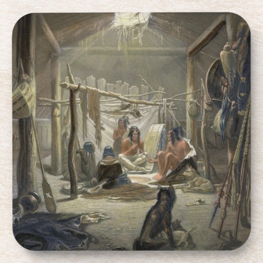 Dessous-de-verre L'intérieur d'une hutte d'un chef de Mandan, plat (Devant)