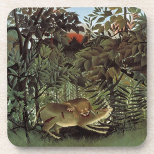 Dessous-de-verre Lion affamé par Henri Rousseau, animal sauvage Vin