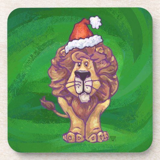 Dessous-de-verre Lion Christmas on Green (Devant)