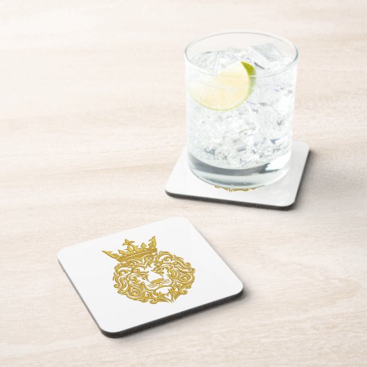 Dessous-de-verre lion doré dans la couronne (Côté Droit)