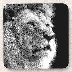Dessous-de-verre Lion noir blanc