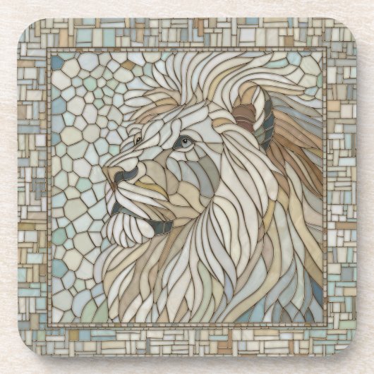 Dessous-de-verre Lion Portrait Mosaic Art (Devant)
