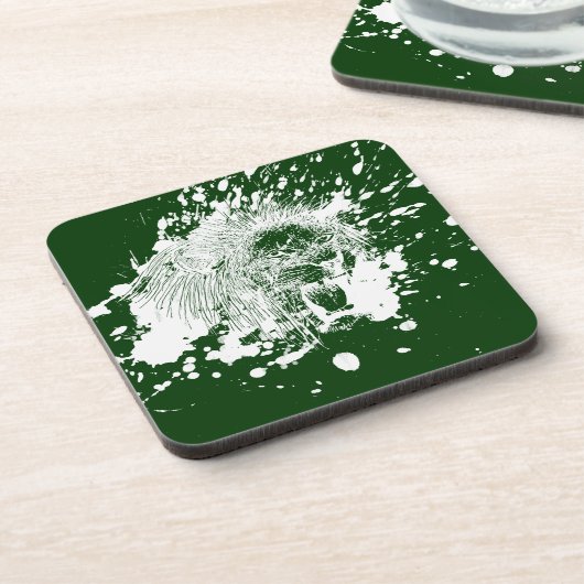 Dessous-de-verre Lion rugissant en blanc (Côté gauche)