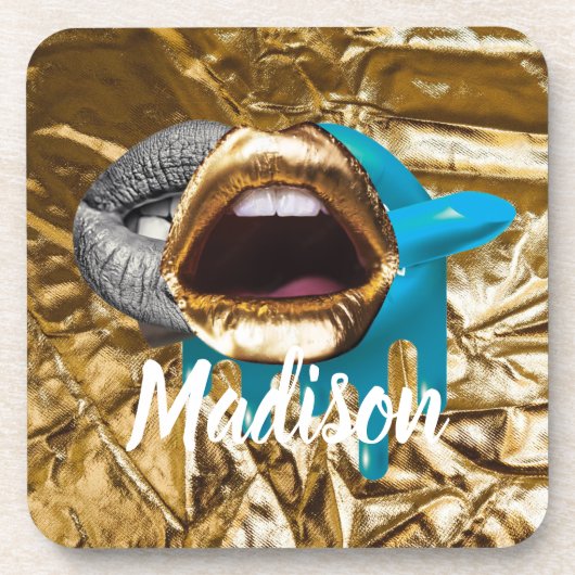 Dessous-de-verre Lips Maquillage Beauté Filles Cadeau Personnalisé (Devant)