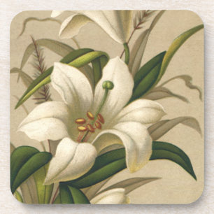 Dessous-de-verre Lis de Pâques vintage, fleurs victoriennes en fleu