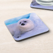 Dessous-de-verre Little Harp Seal Pup Covered in Snowflakes (Côté gauche)