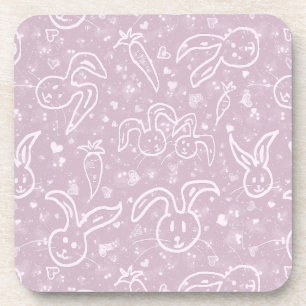 Dessous-de-verre Little Hearts and Bunnies - motif transparent.