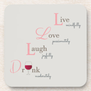 Dessous-de-verre Live Love Rire et boire du vin