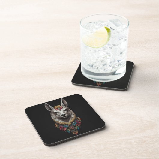 Dessous-de-verre Llama Et Portrait Fleur, (Côté Droit)