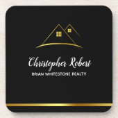 Dessous-de-verre Logo de maison d'or moderne Immobilier (Devant)