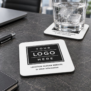 Dessous-de-verre Logo d'entreprise carré personnalisé noir marque