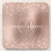 Dessous-de-verre Logo rose Gold Parties scintillant Monogram (Devant)