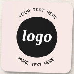 Dessous-de-verre Logo Simple Avec Texte Business Blush Pink<br><div class="desc">Ajoutez votre propre logo et le choix du texte à cette conception. Supprimez le texte supérieur ou inférieur si vous préférez. Minimaliste et professionnel. Idéal pour l'image de marque des employés ou comme produit promotionnel pour vos clients et clients.</div>
