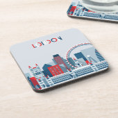 Dessous-de-verre Londres, Angleterre horizon rouge, blanc et bleu (Côté gauche)