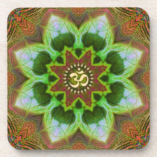 Dessous-de-verre Lotus Om Mandala Art géométrique : Ensemble de 6 (Devant)
