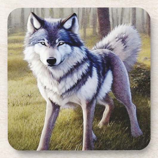 Dessous-de-verre Loup coloré debout (Devant)