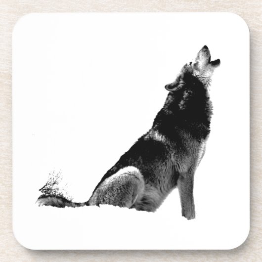 Dessous-de-verre Loup de Howling blanc noir (Devant)