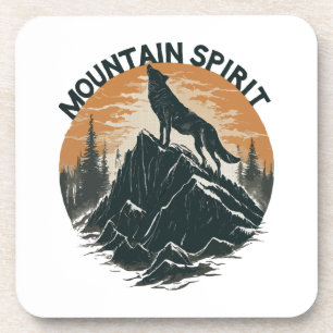 Dessous-de-verre Loup de la majesté montagneuse hurlant sur le pic