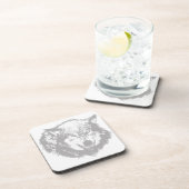 Dessous-de-verre Loup en colère en gris (Côté Droit)