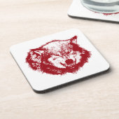 Dessous-de-verre Loup en colère en rouge (Côté gauche)
