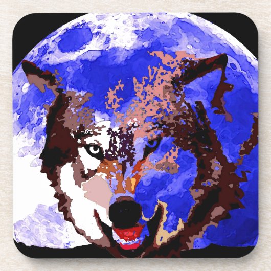 Dessous-de-verre Loup et Pleine lune (Devant)