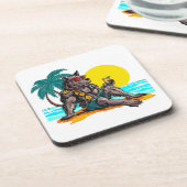 Dessous-de-verre loup-garou en vacances (Côté gauche)