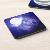 Dessous-de-verre Loup, Lune et Nuit Bleue (Côté gauche)